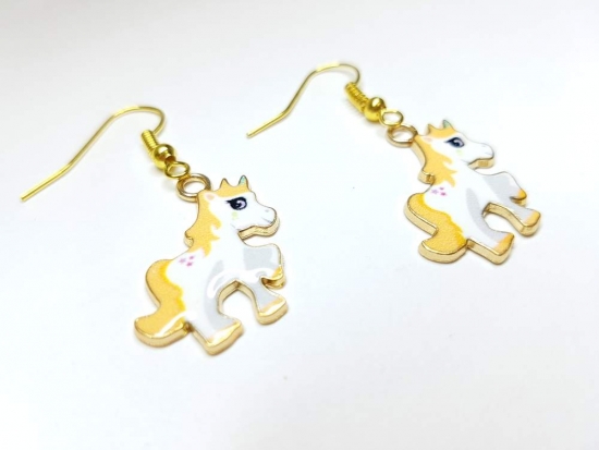 Preview: Einhorn Ohrringe goldfarben Pferd